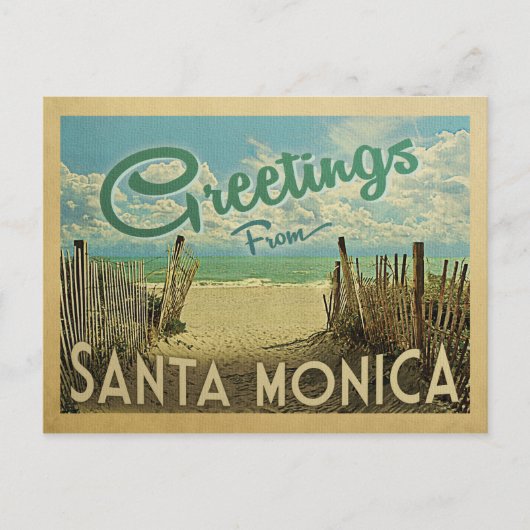 Santa Monica Beach Vintage Revel Briefkaart (Voorkant)
