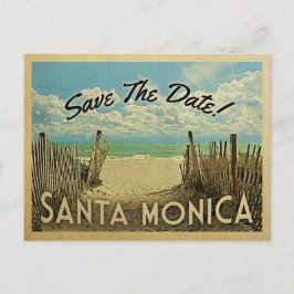 Santa Monica Beach Vintage Save the Date Aankondigingskaart