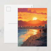 Santa Monica Beach zonsondergang met palmbomen Feestdagenkaart (Voorkant / Achterkant)