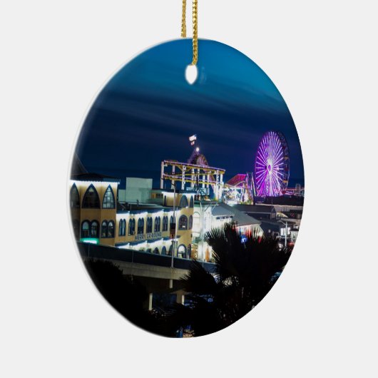 Santa Monica bij Night Keramisch Ornament (Rechts)