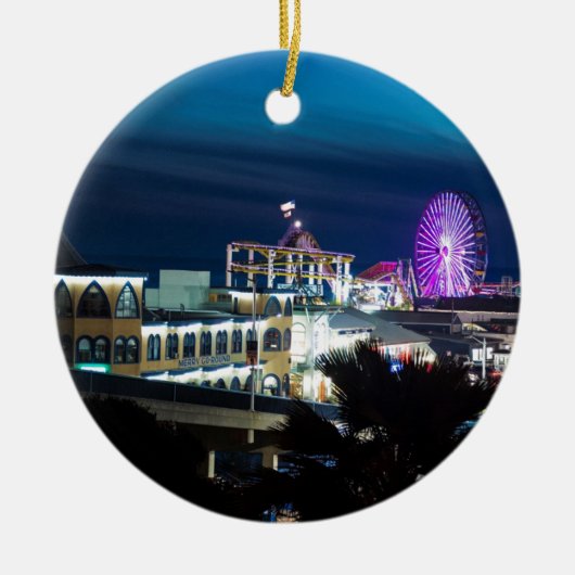 Santa Monica bij Night Keramisch Ornament (Voorkant)