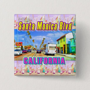 "Santa Monica Blvd 1" Knop Vierkante Button 5,1 Cm