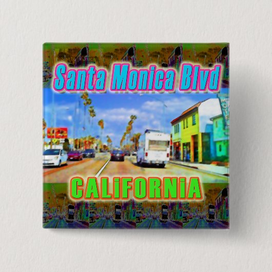 "Santa Monica Blvd 2" Knop Vierkante Button 5,1 Cm (Voorkant)