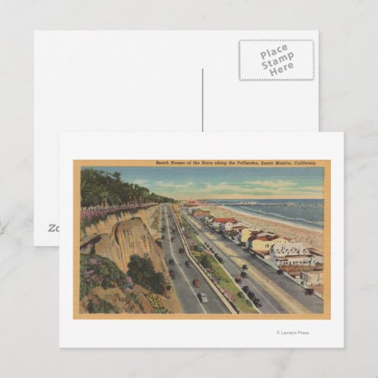 Santa Monica, CA - Beach Scene Along Palisades Briefkaart (Voorkant / Achterkant)