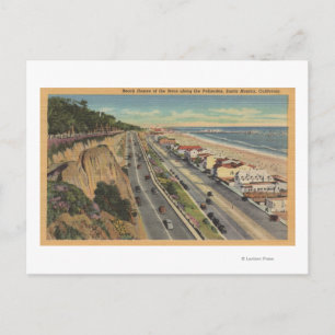 Santa Monica, CA - Beach Scene Along Palisades Briefkaart