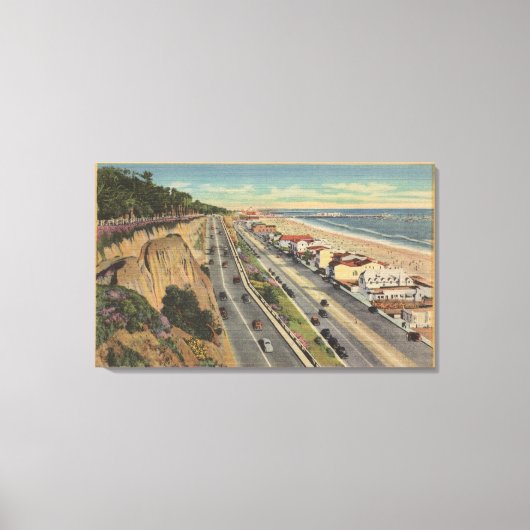 Santa Monica, CA - Beach Scene Along Palisades Canvas Afdruk (Voorkant)