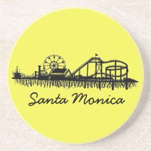 Santa Monica CA California Pier Beach Ferris Wheel Zandsteen Onderzetter