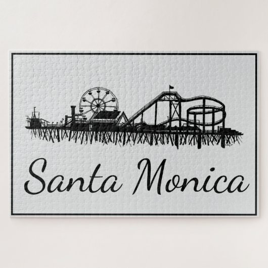 Santa Monica CA California Pier Silhouette Cali Legpuzzel (Horizontaal)