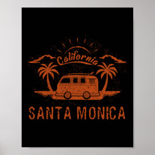 Santa Monica, Ca Californië Retro Vintage Surfen Poster