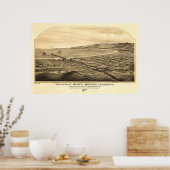 Santa Monica CA Panoramic Bird's Eye Uitzicht Poster (Keuken)