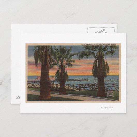 Santa Monica, CA - Yacht Harbour en Sunset Uitzich Briefkaart (Voorkant / Achterkant)