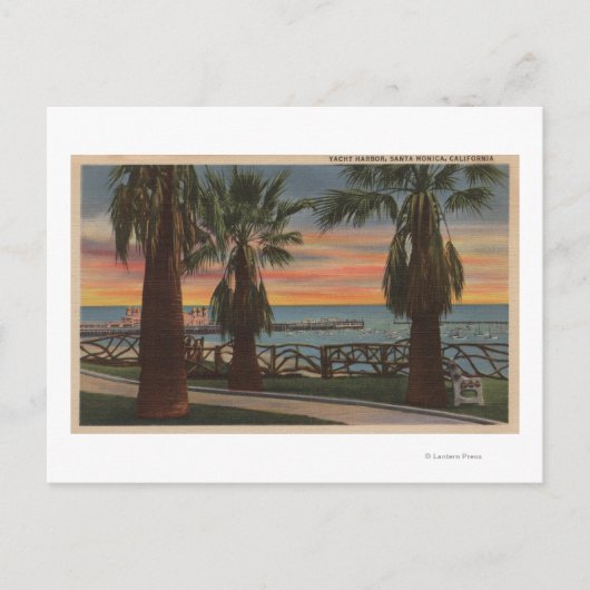 Santa Monica, CA - Yacht Harbour en Sunset Uitzich Briefkaart (Voorkant)
