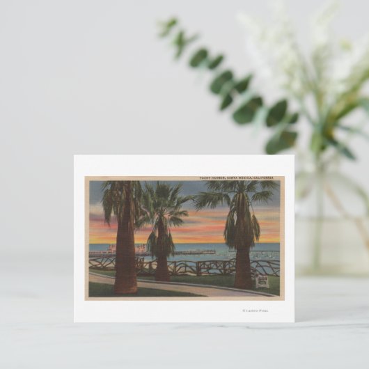 Santa Monica, CA - Yacht Harbour en Sunset Uitzich Briefkaart (Staand voorkant)