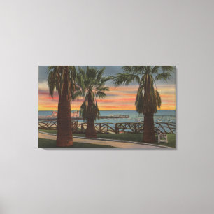 Santa Monica, CA - Yacht Harbour en Sunset Uitzich Canvas Afdruk