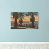 Santa Monica, CA - Yacht Harbour en Sunset Uitzich Canvas Afdruk (Insitu (Houten vloer))