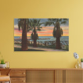 Santa Monica, CA - Yacht Harbour en Sunset Uitzich Canvas Afdruk (Insitu (Woonkamer))