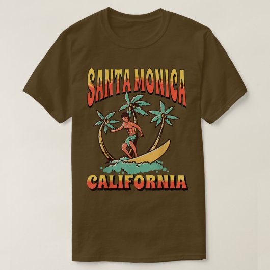 Santa Monica California Beach Surf Summer Vacation T-shirt (Design voorkant)