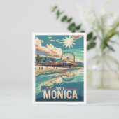 Santa Monica California Beroemde Vintage Reisplaat Briefkaart (Staand voorkant)