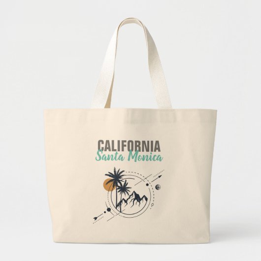 Santa Monica California Geometric Palms Grote Tote Bag (Voorkant)