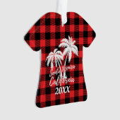 Santa Monica California Palm Tree gepersonaliseerd Ornament (voorkant)
