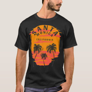Santa Monica California Palm Trees Sunset Skull be T-shirt