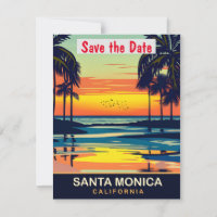 Santa Monica California Palmen Trouw Uitnodiging
