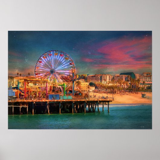 Santa Monica California Pier Ferris Wheel Poster (Voorkant)
