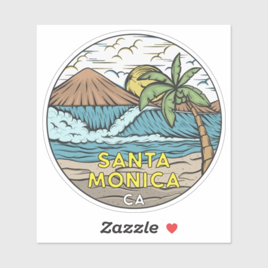Santa Monica California  Sticker (Vel)