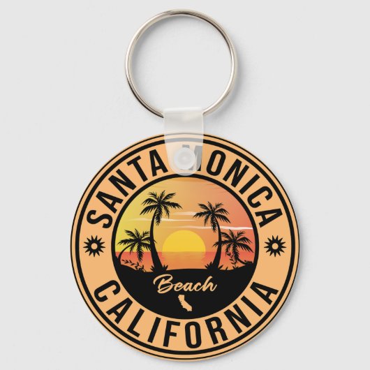 Santa Monica California Sunset Vacation Souvenirs Sleutelhanger (Voorkant)