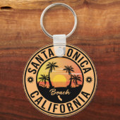 Santa Monica California Sunset Vacation Souvenirs Sleutelhanger (Voorkant)