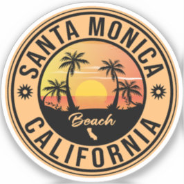 Santa Monica California Sunset Vacation Souvenirs Sticker