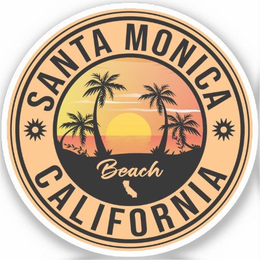 Santa Monica California Sunset Vacation Souvenirs Sticker (Voorkant)