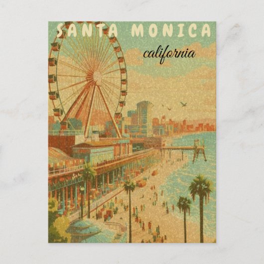 Santa Monica California Vintage Travel CL Briefkaart (Voorkant)