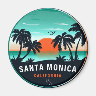 Santa Monica Californië Retro Sunset Souvenirs 80s Magneet
