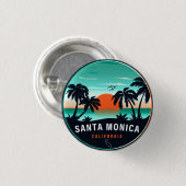 Santa Monica Californië Retro Sunset Souvenirs 80s Ronde Button 3,2 Cm (Voorkant /achterkant)
