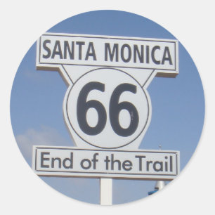 Santa Monica, Californië - RT 66 Ronde Sticker