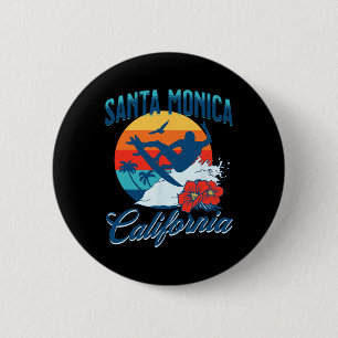 Santa Monica Californië Strand Surfen Zomer Vakant Ronde Button 5,7 Cm