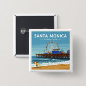  Santa Monica Californië Vierkante Button 5,1 Cm (Voorkant /achterkant)
