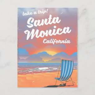 Santa Monica Californië vintage strandposter Briefkaart