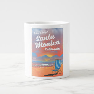 Santa Monica Californië vintage strandposter Grote Koffiekop