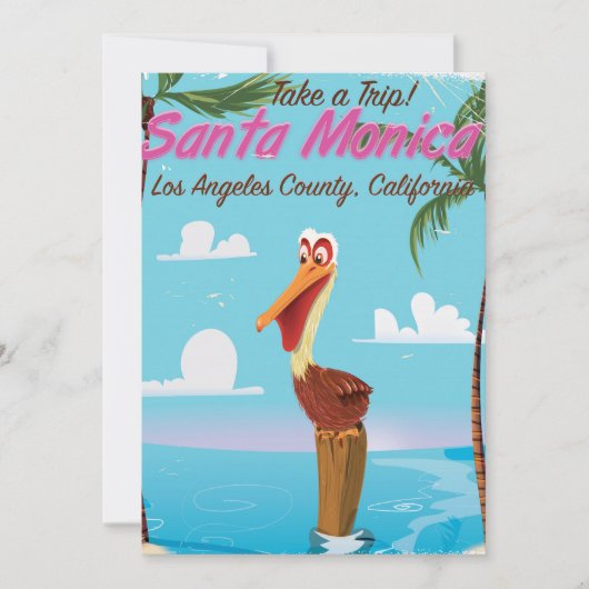 Santa Monica Cartoon retro reisposter (Voorkant)