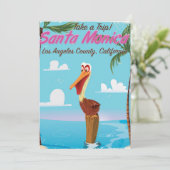Santa Monica Cartoon retro reisposter (Staand voorkant)