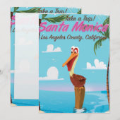 Santa Monica Cartoon retro reisposter (Voorkant / Achterkant)