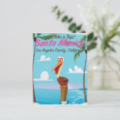 Santa Monica Cartoon retro reisposter Briefkaart (Staand voorkant)