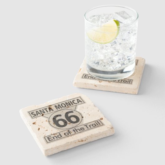 Santa Monica End van de Trail Route 66 Stenen Onderzetter (Zijkant)