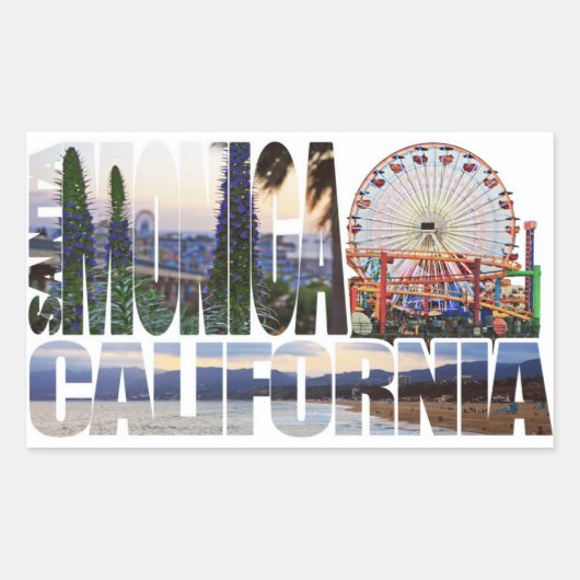 Santa Monica logo bloemen pier strand Rechthoekige Sticker (Voorkant)