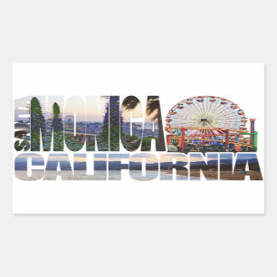 Santa Monica logo bloemen pier strand Rechthoekige Sticker