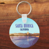 Santa Monica Los Angeles Californische Vintage Sleutelhanger (Voorkant)