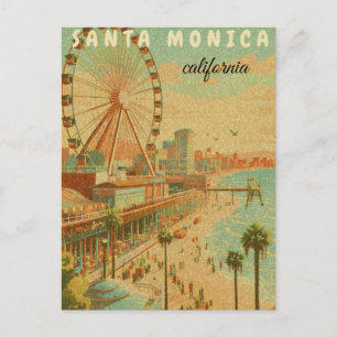 santa monica monica californië vintage reis cl briefkaart