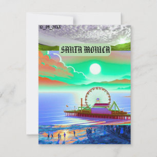 santa monica monica californië vintage reis cl feestdagenkaart